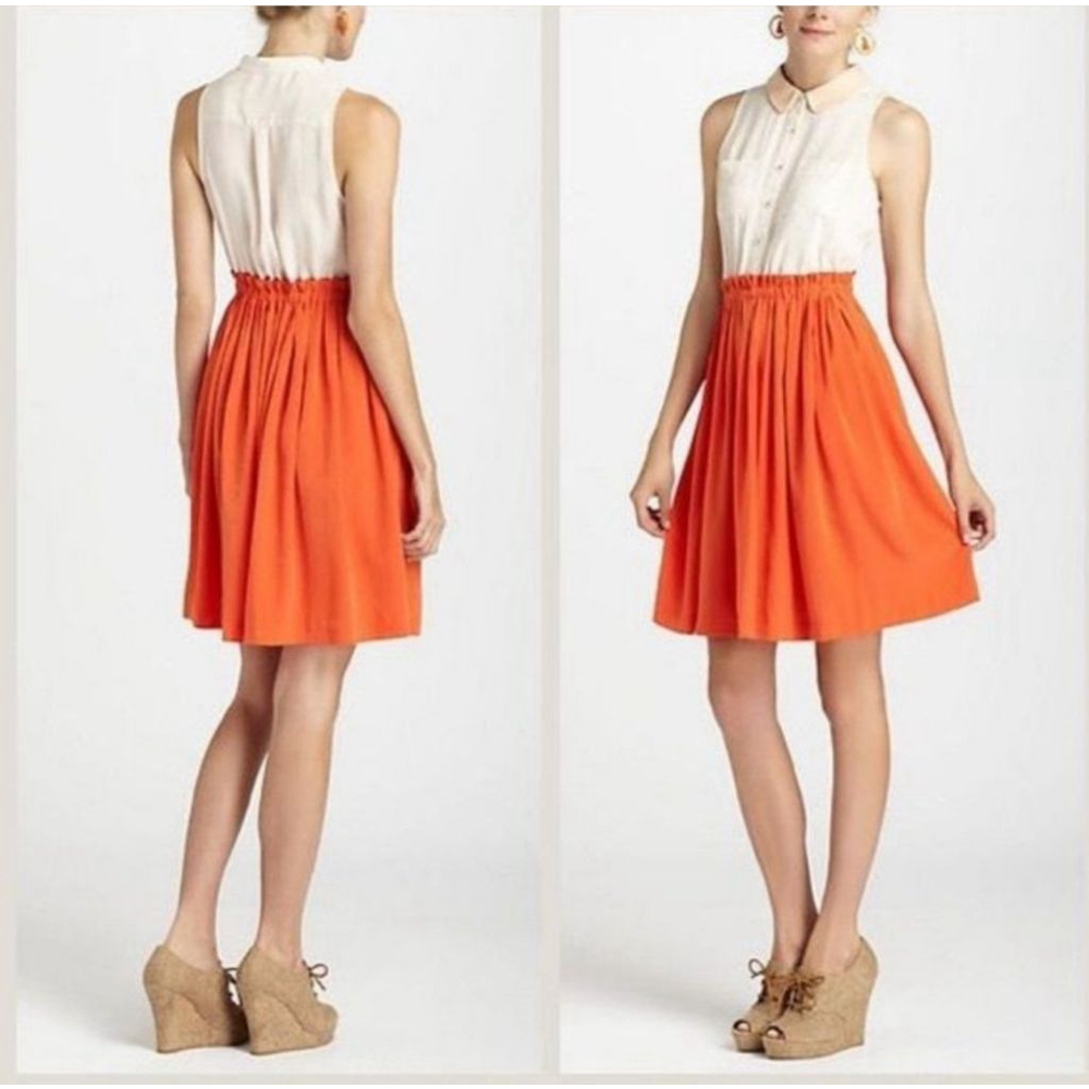 Women's Anthropologie Tank Dress Size 12 Orange and White - Picture 3 of 13